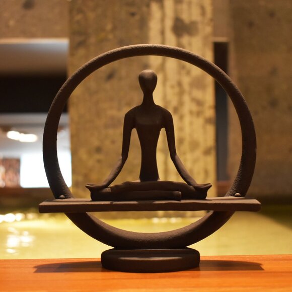 Adam & Friends Home Decor Yoga Meditation Circle Sculpture | 1-Piece | Black - Picture 6 of 6